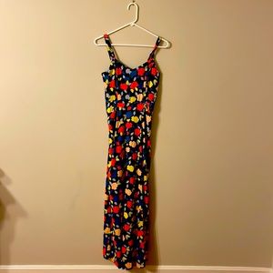 Black/floral Maxi Dress with Side Slit, New with Tags